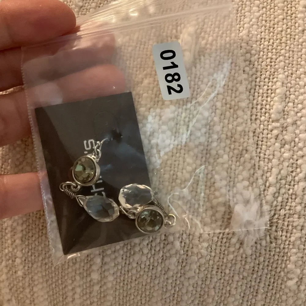 0182-Chico's‎ Silver and Clear Drop Earrings